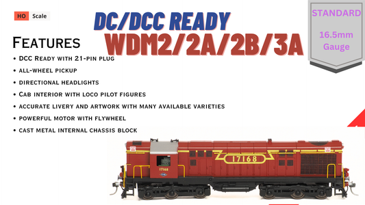 PRE-ORDER: STANDARD DC/DCC READY WDM2 RTR Model in HO Scale (1:87)