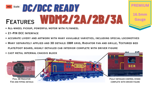 PRE-ORDER: PREMIUM DC/DCC READY WDM2 RTR Model in HO Scale (1:87)