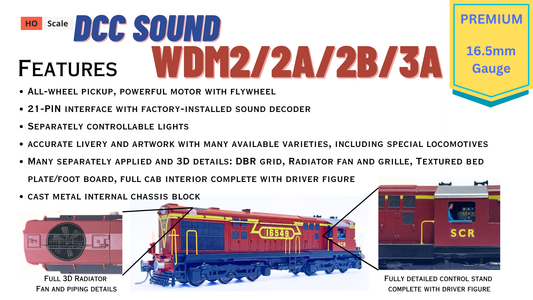 PRE-ORDER: PREMIUM DCC SOUND WDM2 RTR Model in HO Scale (1:87)