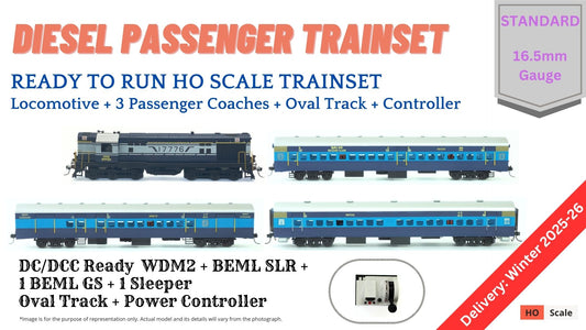 PRE-ORDER: TRAIN Set: Diesel Passenger Train: Blue Livery (With Track and Controller)