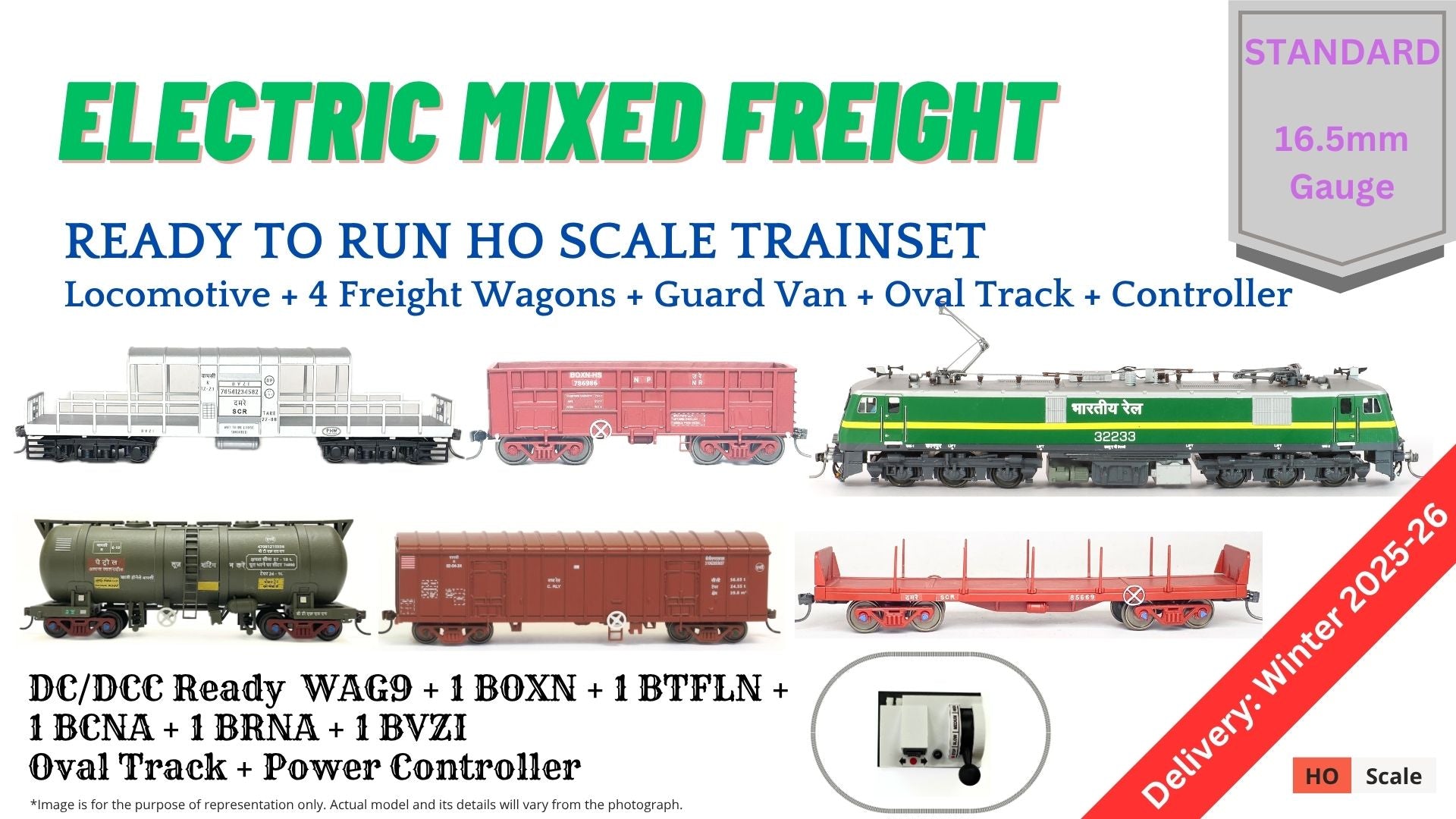 PRE-ORDER: TRAIN SET: Electric Mixed Freight (With Track and Controller)