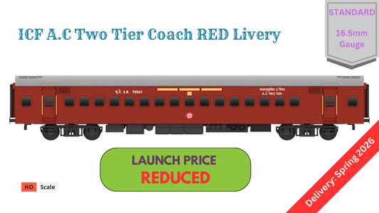 PRE-ORDER: ICF A.C Two Tier HO Scale - Red Livery (1955-1990s), Standard Version