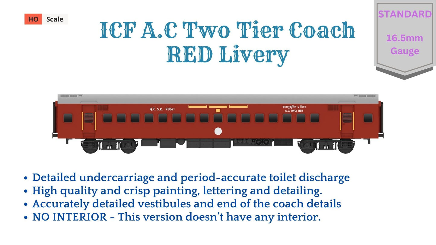 PRE-ORDER: ICF A.C Two Tier HO Scale - Red Livery (1955-1990s), Standard Version