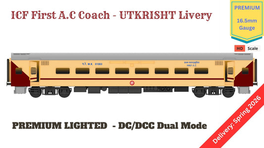 PRE-ORDER: ICF First A.C HO Scale - Utkrisht Livery (2018-Current), Premium Version