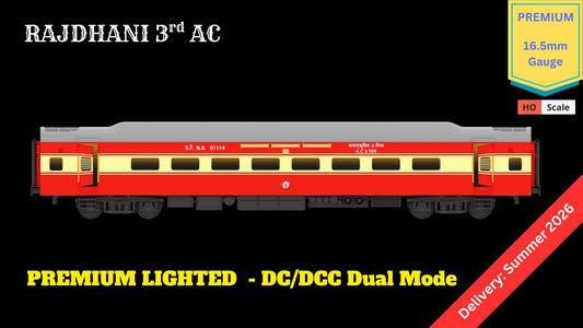 PRE-ORDER: RAJDHANI 3rd A.C HO Scale - Red-Cream Livery Premium Version
