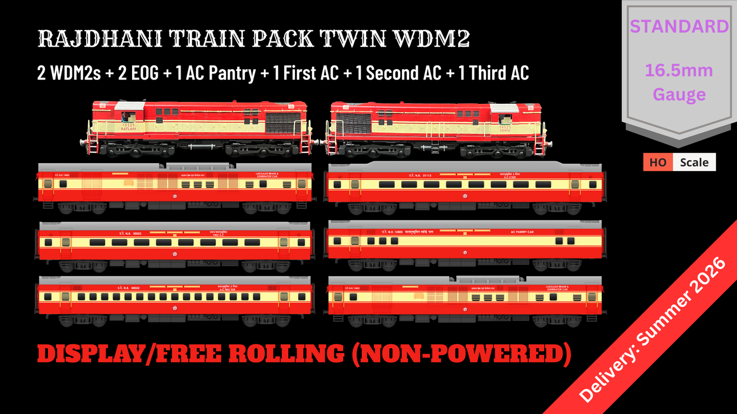 PRE-ORDER: Rajdhani Train Pack with Twin WDM2 - DISPLAY/Free Rolling