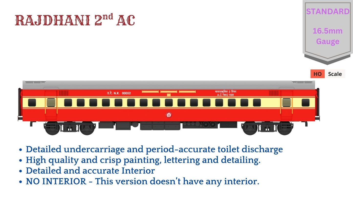 PRE-ORDER: RAJDHANI 2nd A.C HO Scale - Red-Cream Livery Standard Version