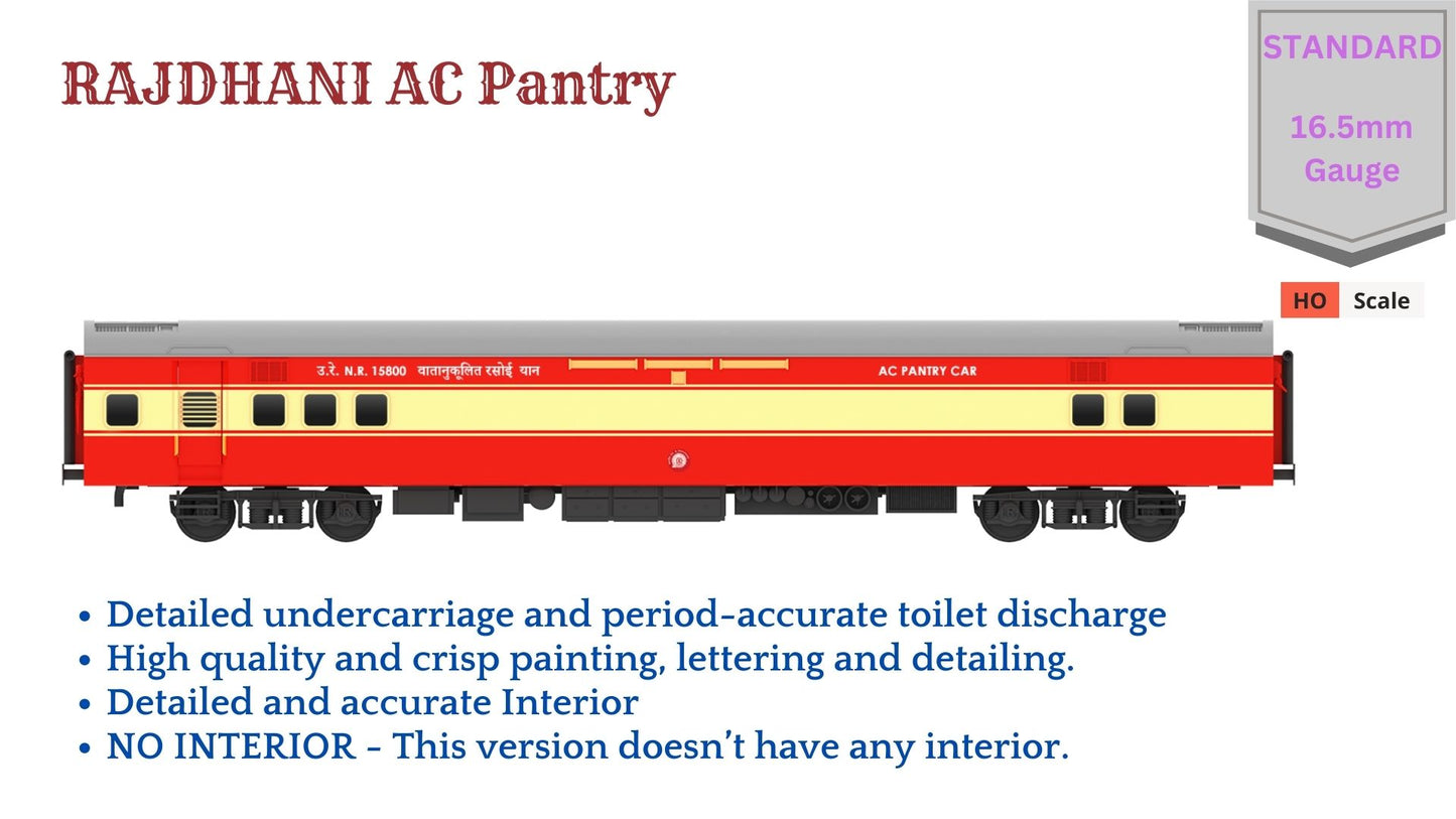 PRE-ORDER: RAJDHANI A.C PANTRY HO Scale - Red-Cream Livery Standard Version