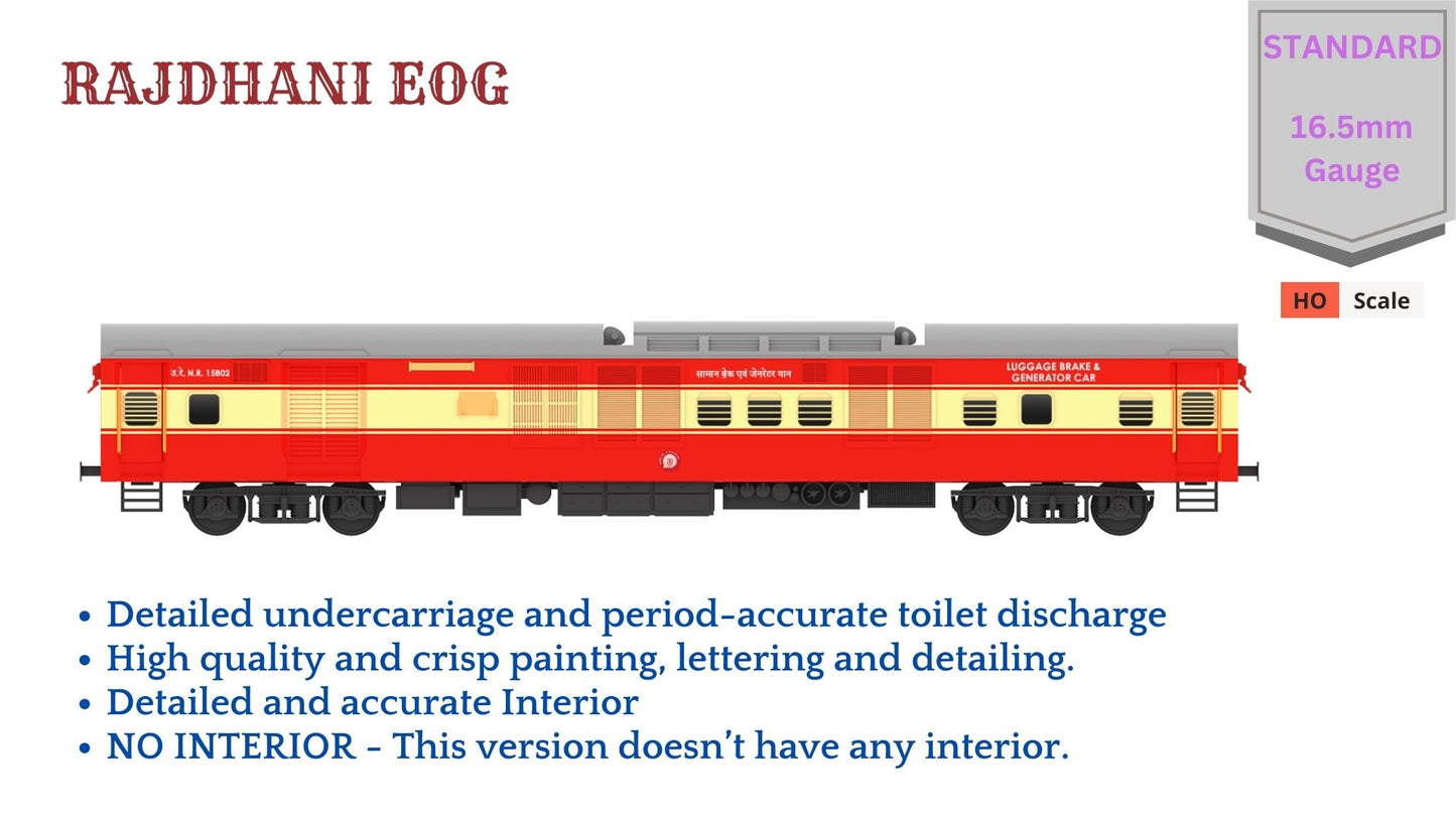 PRE-ORDER: RAJDHANI EOG HO Scale - Red-Cream Livery Standard Version
