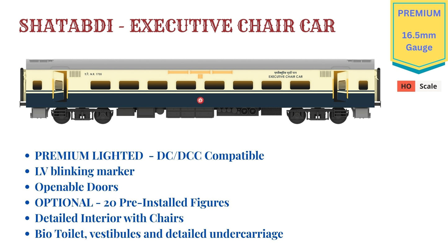 PRE-ORDER: SHATABDI - EXECUTIVE CHAIR CAR HO Scale - Premium Version