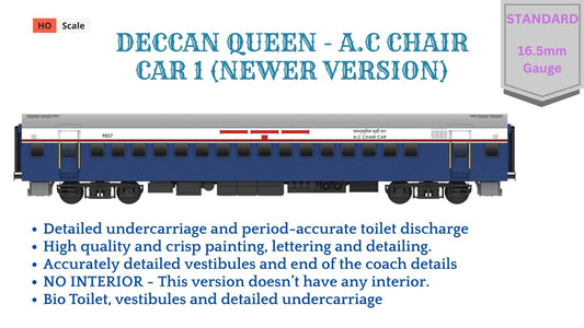 PRE-ORDER: DECCAN QUEEN - AC CHAIR CAR 1 (Newer Version), HO Scale - Standard Version