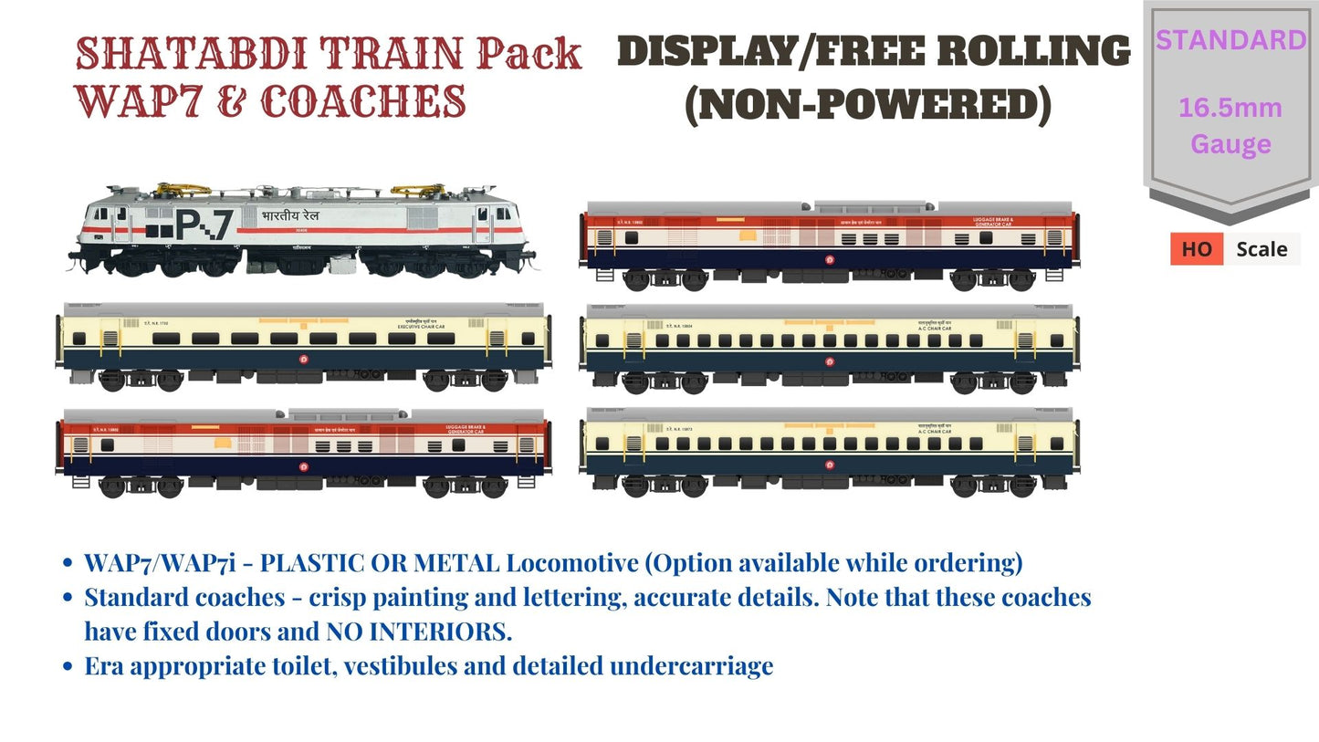 PRE-ORDER: Shatabdi Train Pack 2 with WAP7 - DISPLAY/Free Rolling