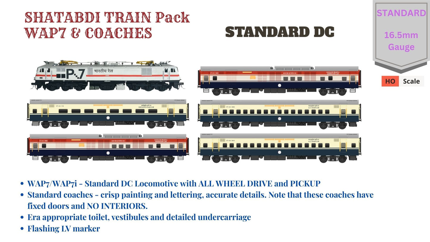 PRE-ORDER: Shatabdi Train Pack 2 with WAP7 - STANDARD (No Tracks or Controller)