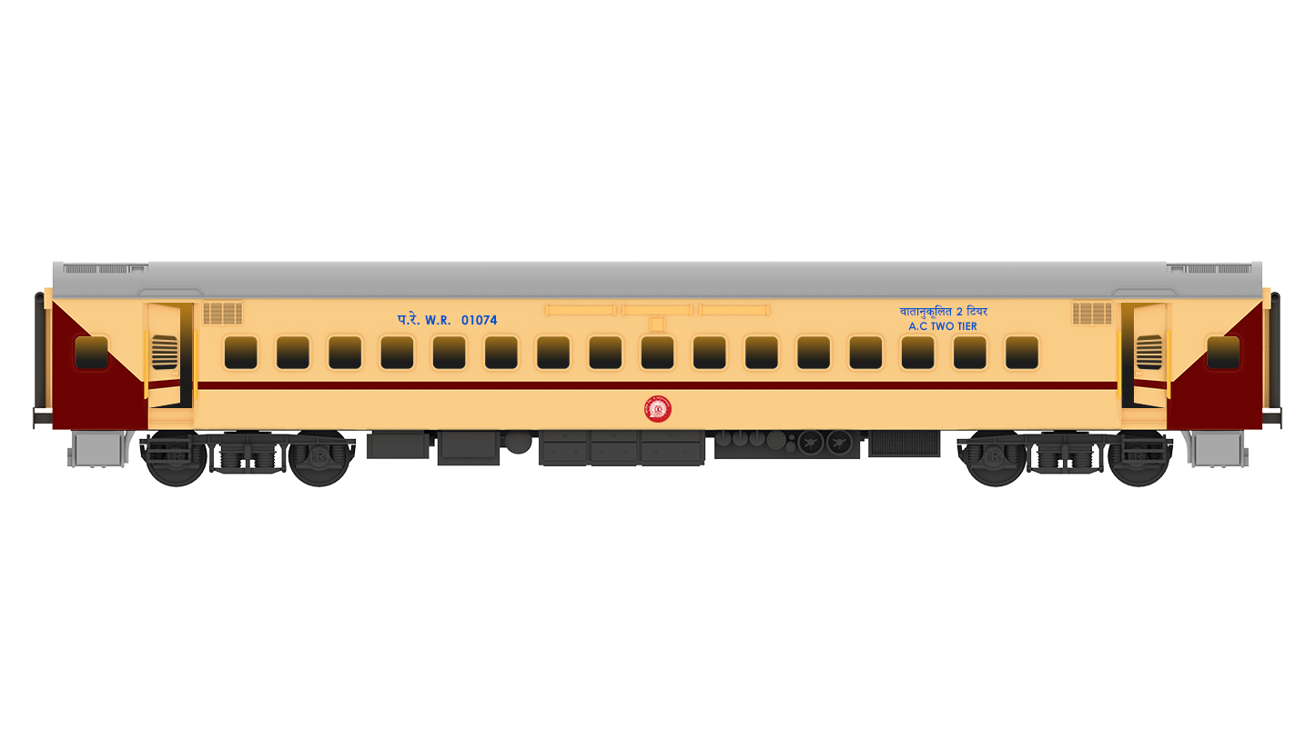 PRE-ORDER: ICF A.C Two Tier HO Scale - Utkrisht Livery (2018-Current), Premium Version
