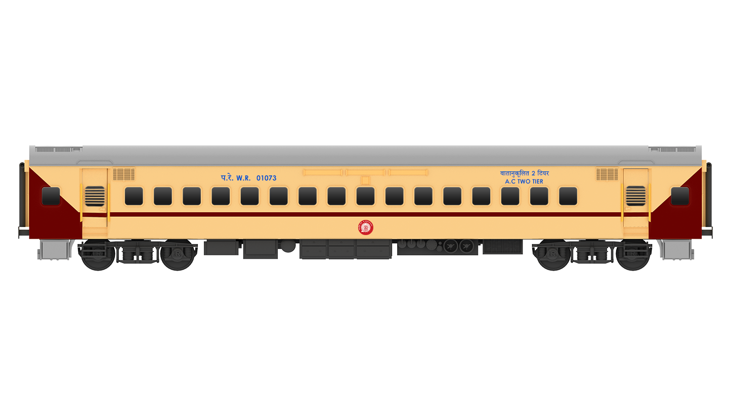 PRE-ORDER: ICF A.C Two Tier HO Scale - Utkrisht Livery (2018-Current), Standard Version