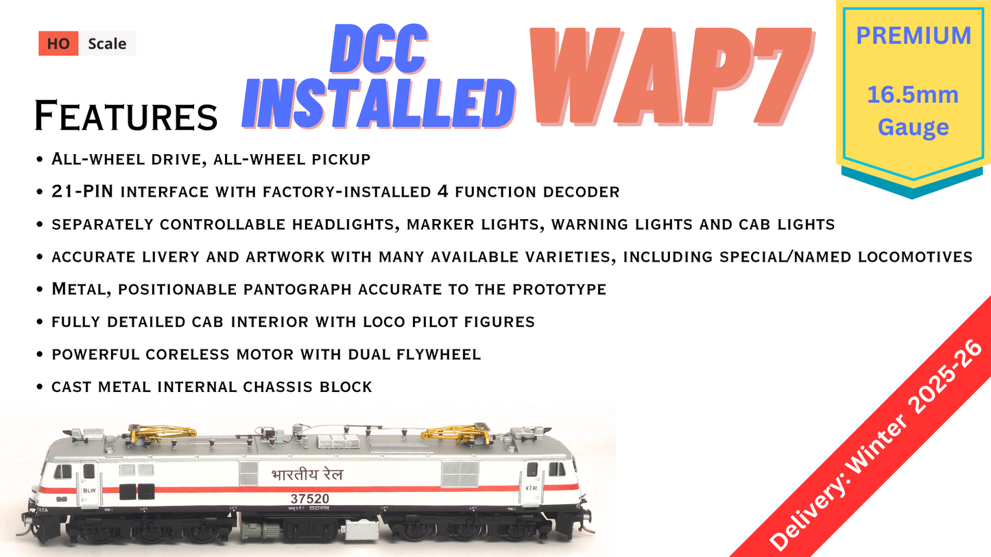 PRE-ORDER: DCC SILENT WAP7/WAP7i RTR Model in HO Scale (1:87)