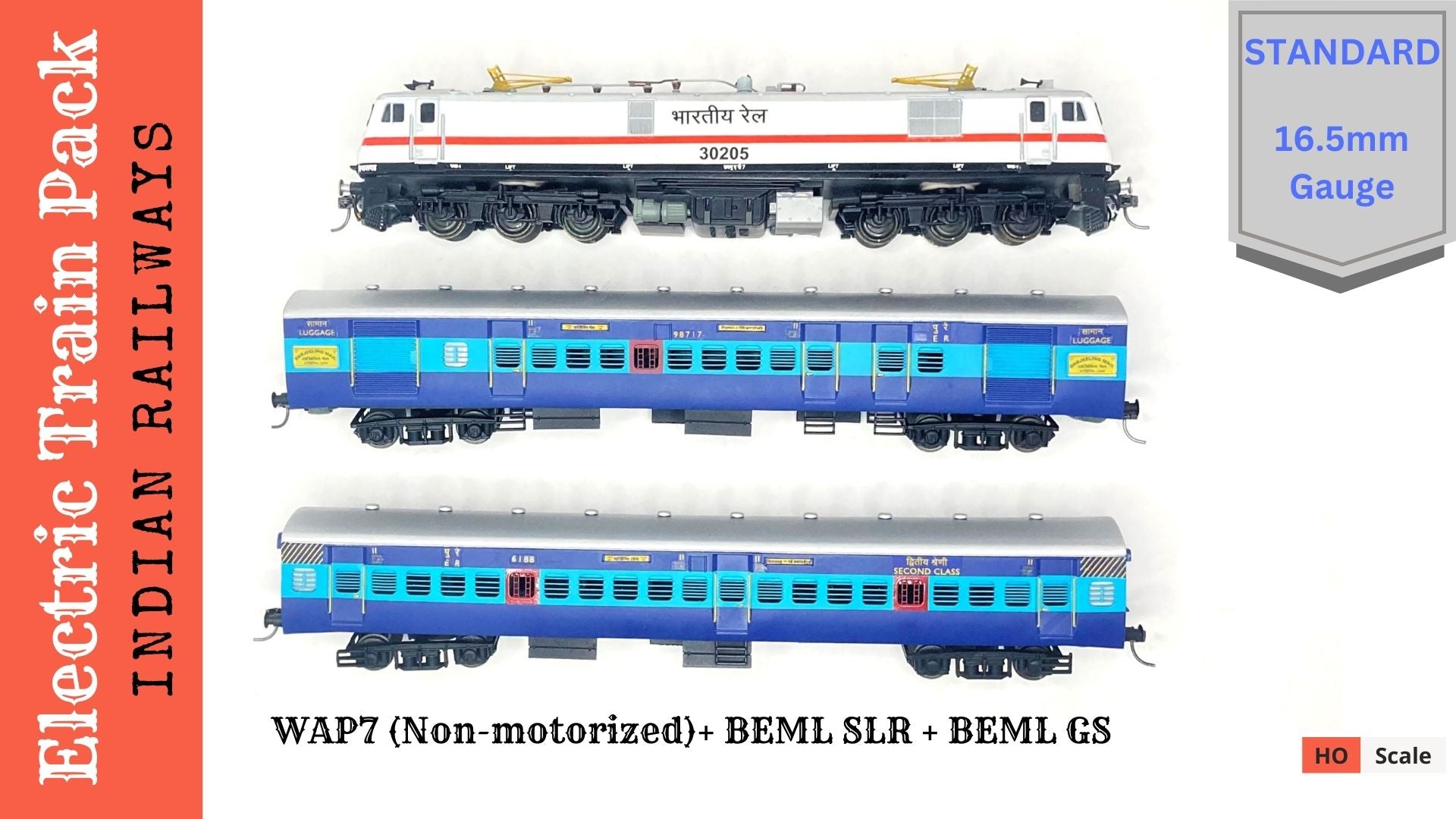 DISCONTINUED: Electric Train pack- WAP7, BEML SLR GS HO Scale