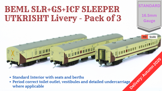PRE-ORDER: SLR+GS+Sleeper set HO Scale - Utkrisht Livery (2018-Present)