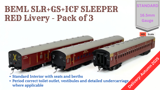 PRE-ORDER: SLR+GS+Sleeper set HO Scale - Maroon/Brick Red Livery (1955-1990s)