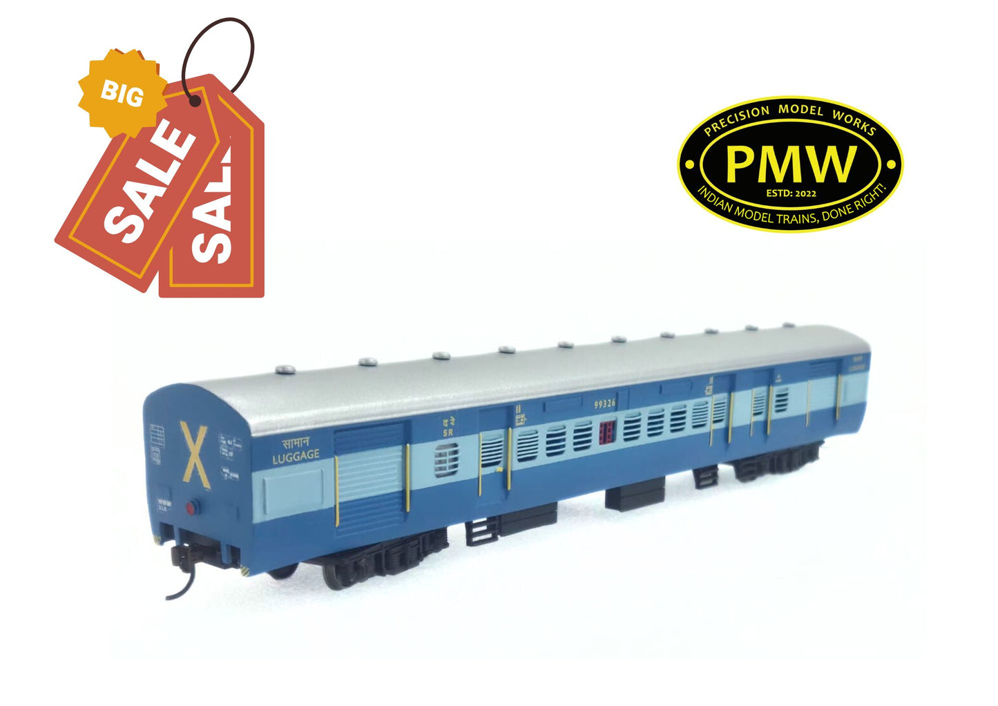 ON SALE: BEML SLR HO Scale, Free Rolling - Metal Wheels & Couplers - Blue New