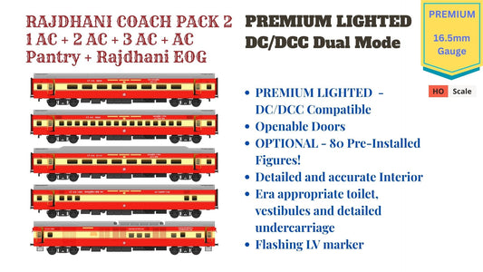 PRE-ORDER: ICF RAJDHANI COACH PACK 2, HO Scale - PREMIUM, pack of 5