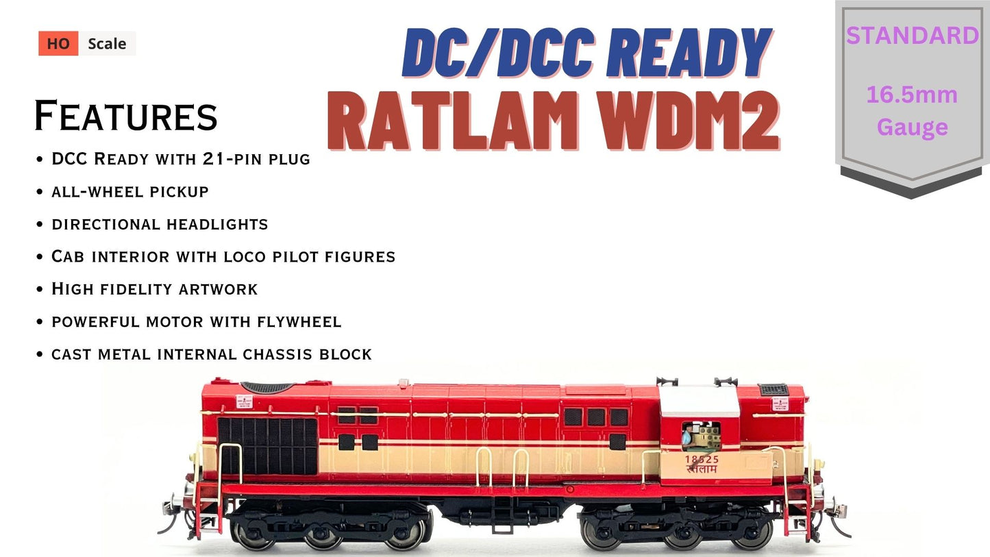 PRE-ORDER: RAJDHANI WDM2 STANDARD DC / DCC Ready RTR Model in HO Scale (1:87) - Standard