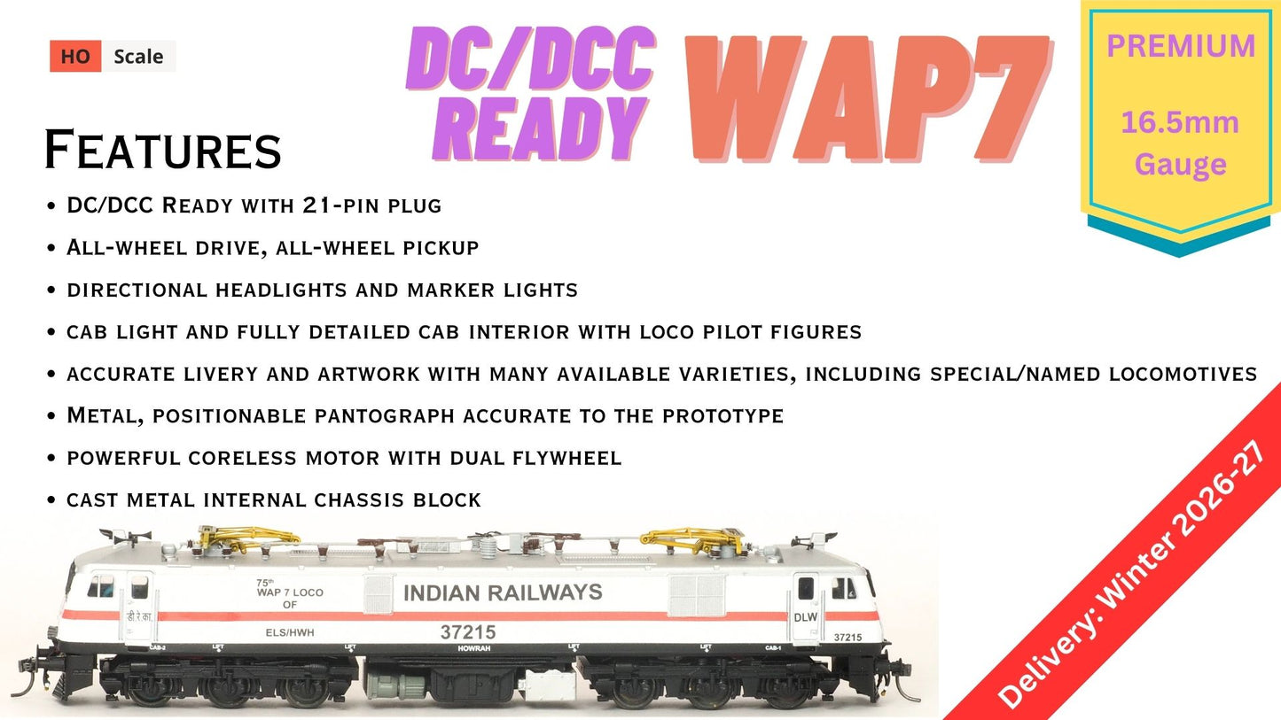 PRE-ORDER: PREMIUM DC/DCC READY WAP7/WAP7i RTR Model in HO Scale (1:87)