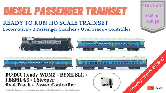 PRE-ORDER: TRAIN Set: Diesel Passenger Train: Blue Livery (With Track and Controller)