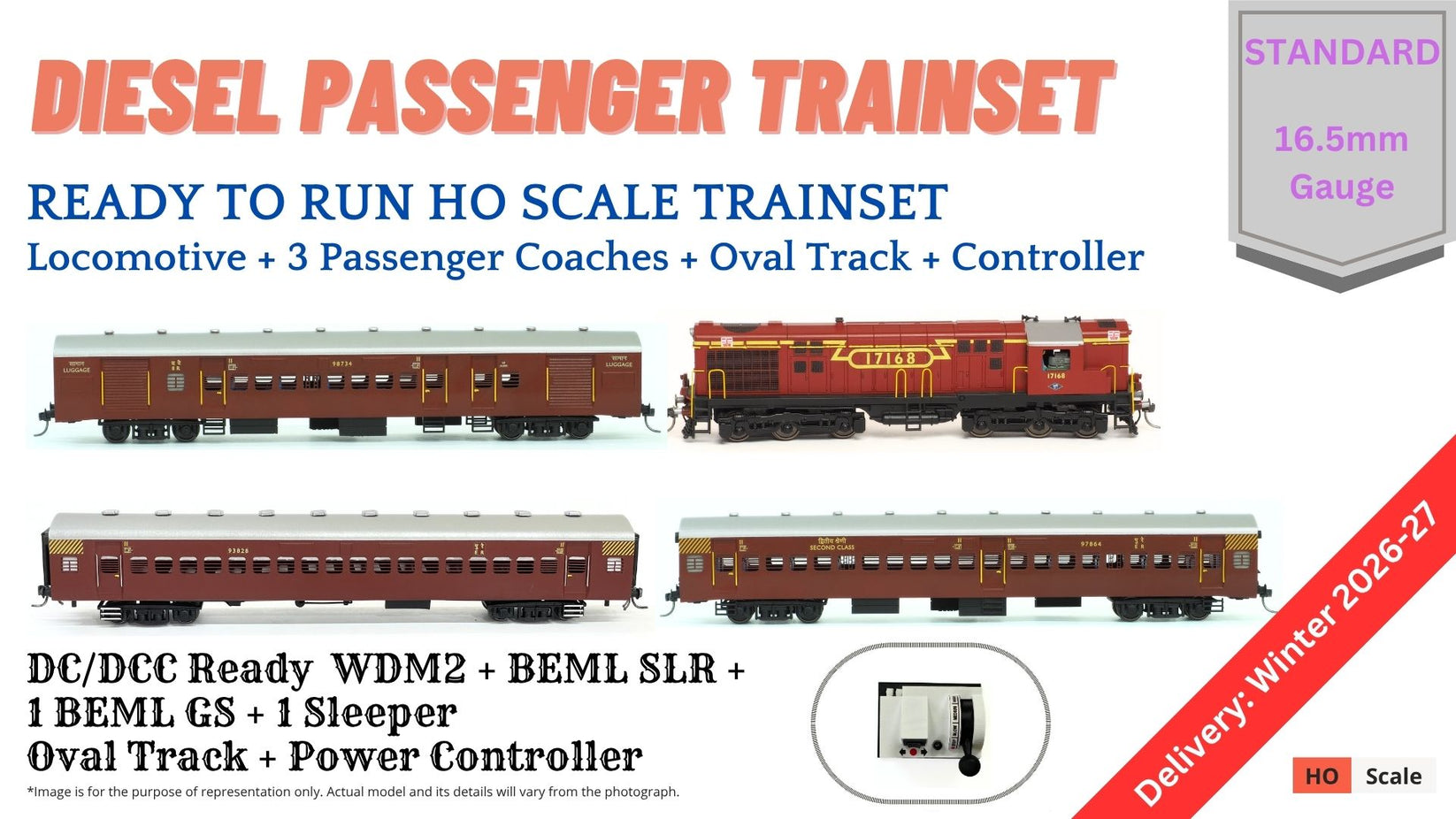 Order Train Set PRE-ORDER: TRAIN SET: Diesel Passenger Train: Old Maroon Livery (With ...
