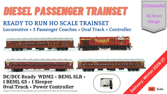 PRE-ORDER: TRAIN SET: Diesel Passenger Train: Old Maroon Livery (With Track and Controller)