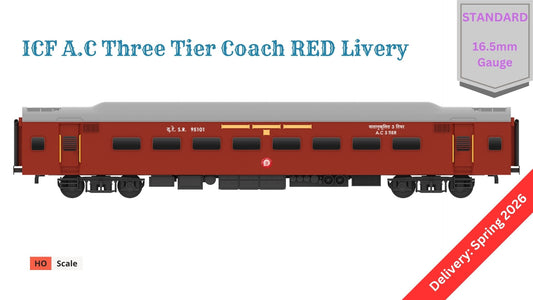 PRE-ORDER: ICF A.C Three Tier HO Scale - Red Livery (1955-1990s), Standard Version