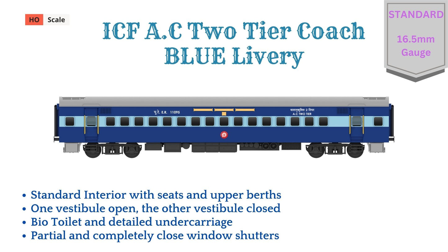 PRE-ORDER: ICF A.C Two Tier HO Scale - Blue Livery (2018-Current), Standard Version