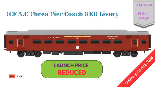 PRE-ORDER: ICF A.C Three Tier HO Scale - Red Livery (1955-1990s), Standard Version