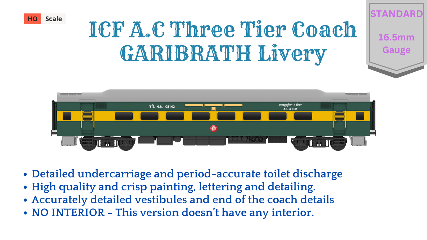 PRE-ORDER: ICF A.C Three Tire HO Scale - Garibrath Livery (2006 onwards), Standard Version