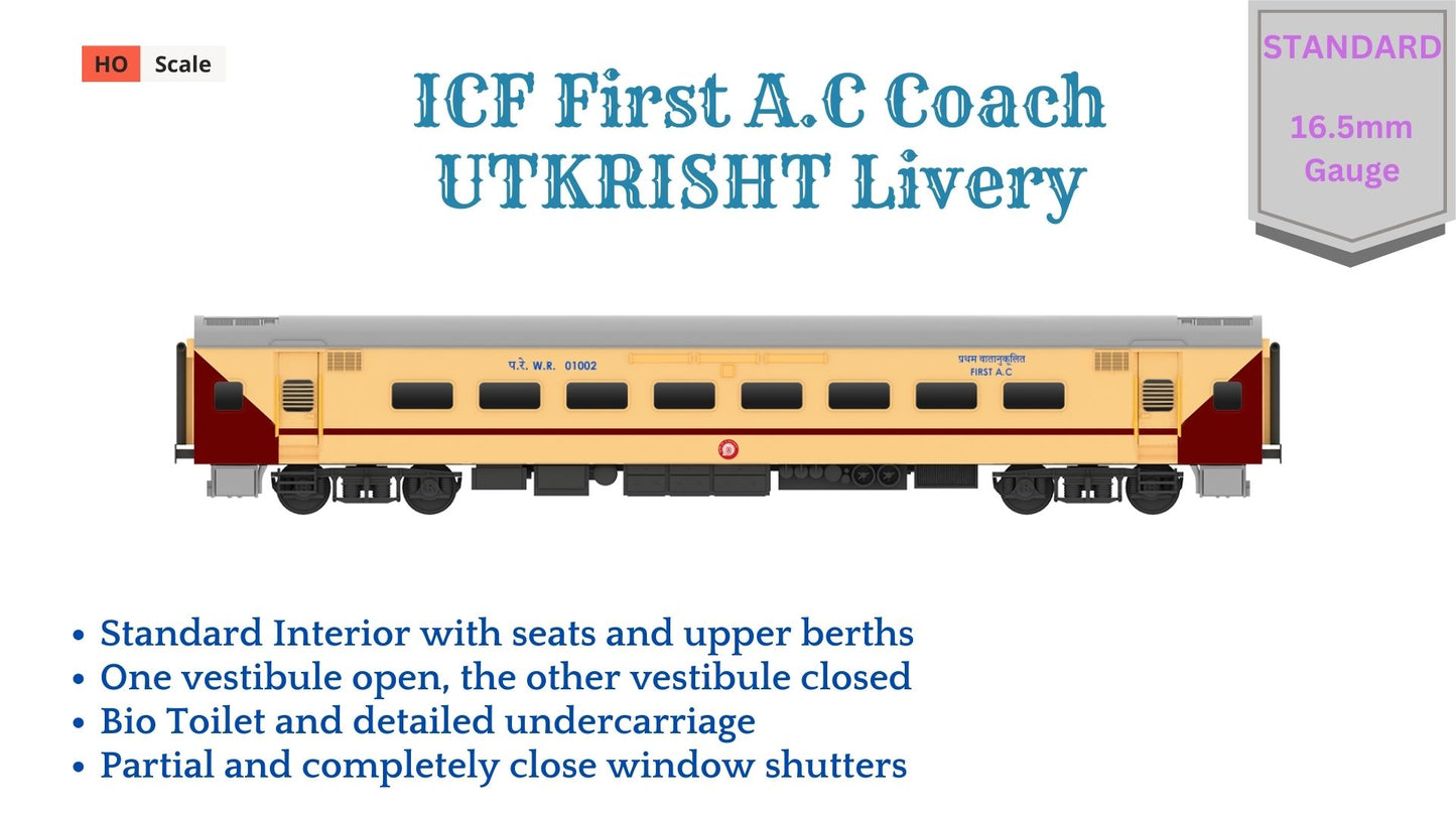 PRE-ORDER: ICF First A.C HO Scale - Utkrisht Livery (2018-Current), Standard Version