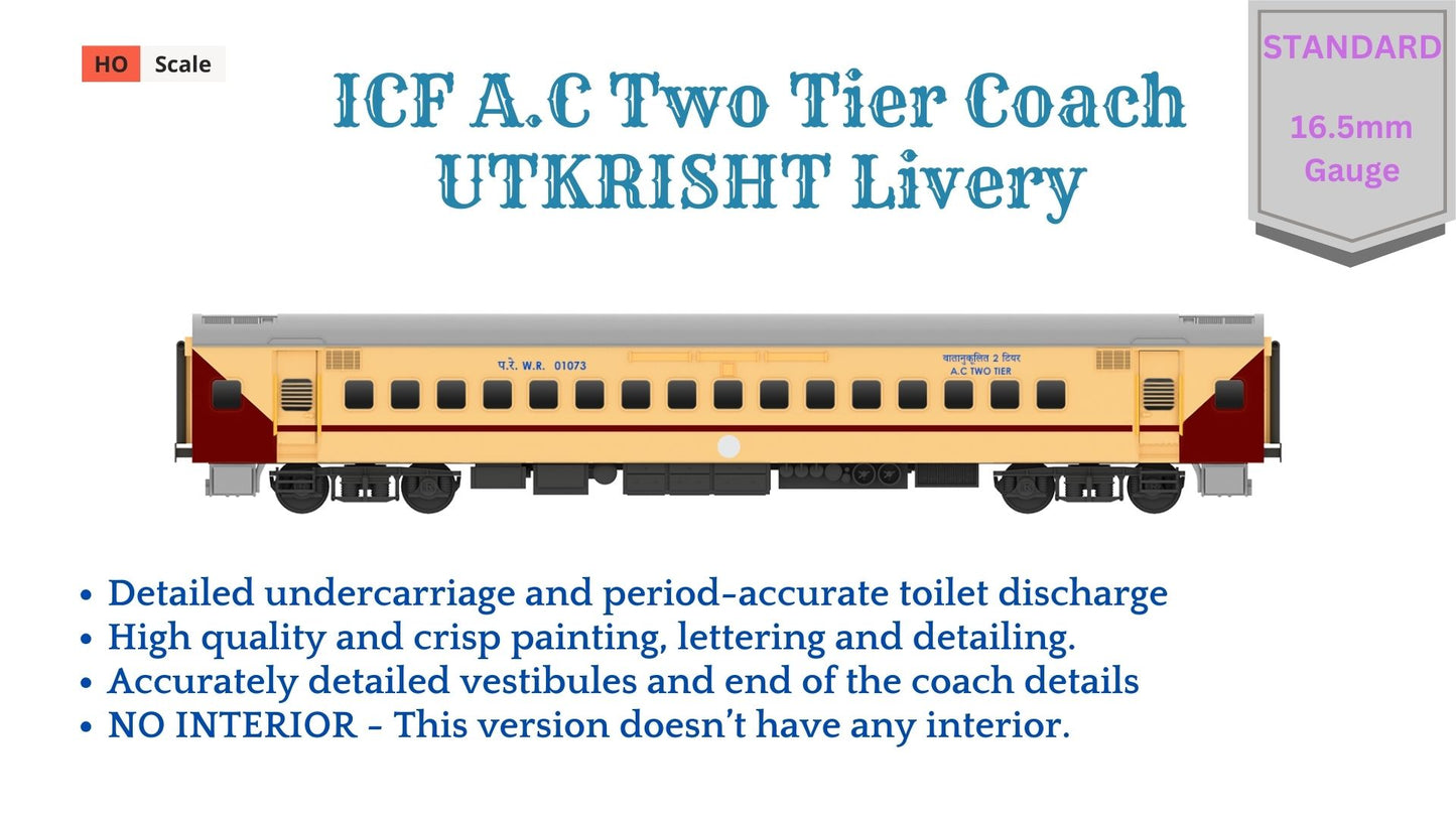 PRE-ORDER: ICF A.C Two Tier HO Scale - Utkrisht Livery (2018-Current), Standard Version