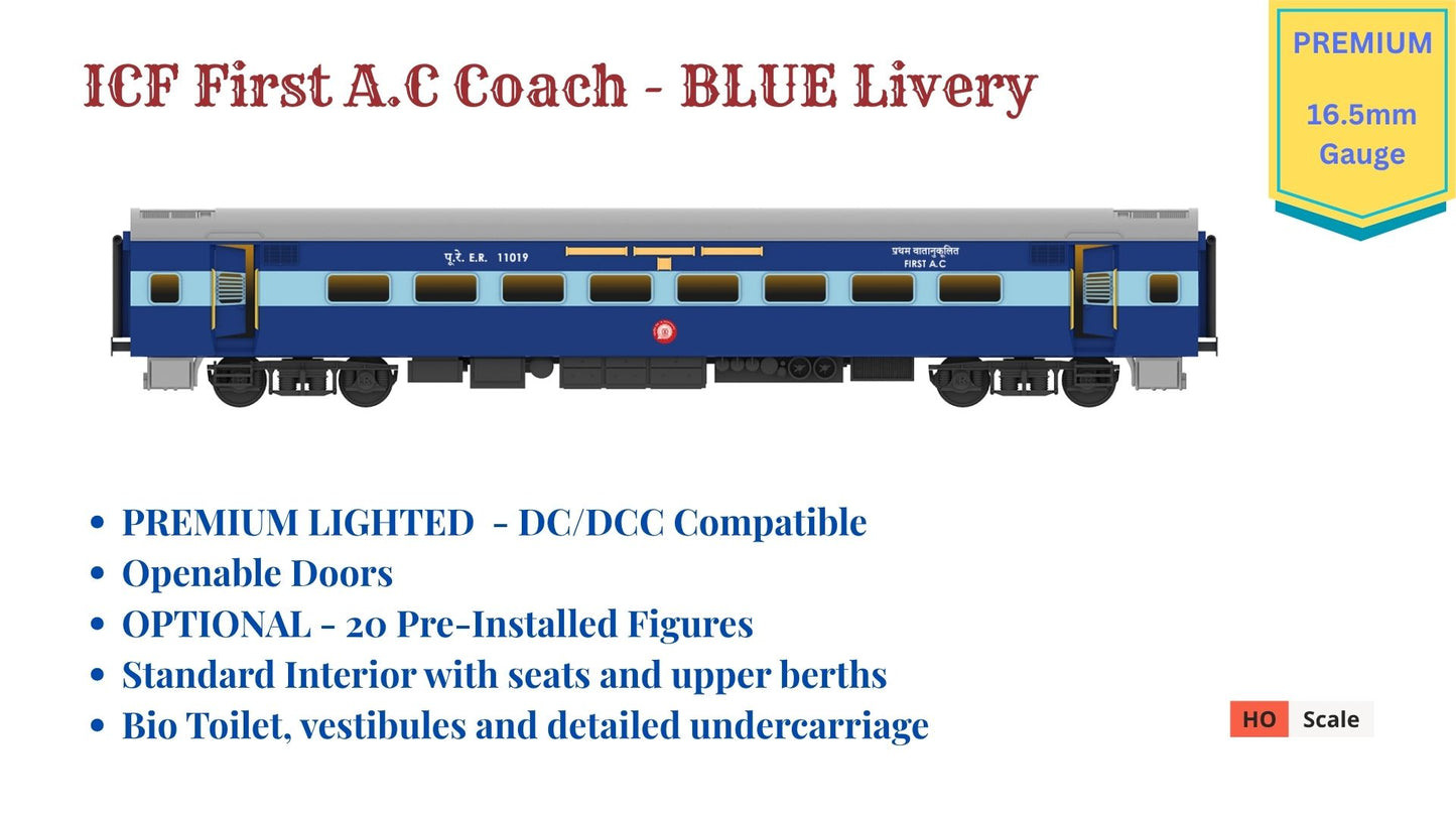 PRE-ORDER: ICF First A.C HO Scale - Blue Livery (1990s-Current), Premium Version