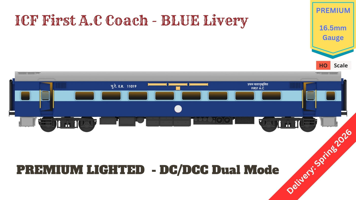 PRE-ORDER: ICF First A.C HO Scale - Blue Livery (1990s-Current), Premium Version