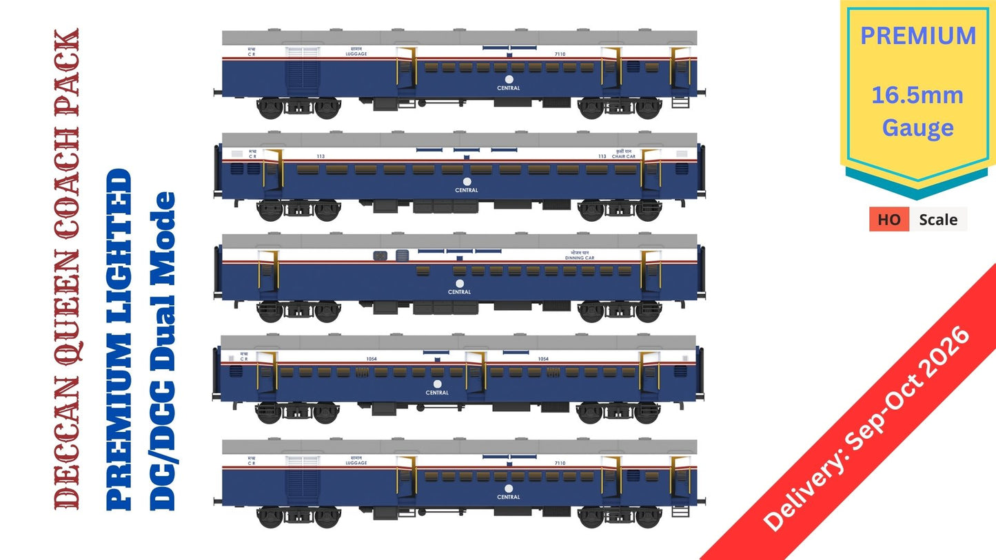 PRE-ORDER: DECCAN QUEEN COACH PACK (Older Version), HO Scale - PREMIUM, Pack of 5