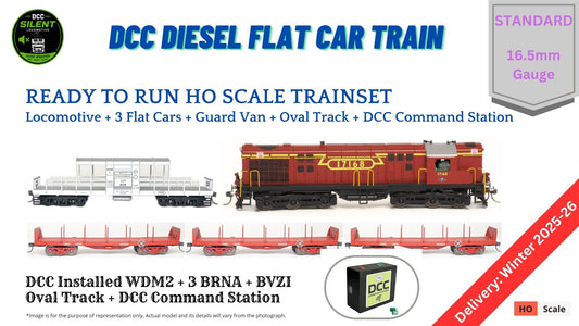 PRE-ORDER: DCC TRAIN Set: Diesel Flat Car Train (With Track and Controller)
