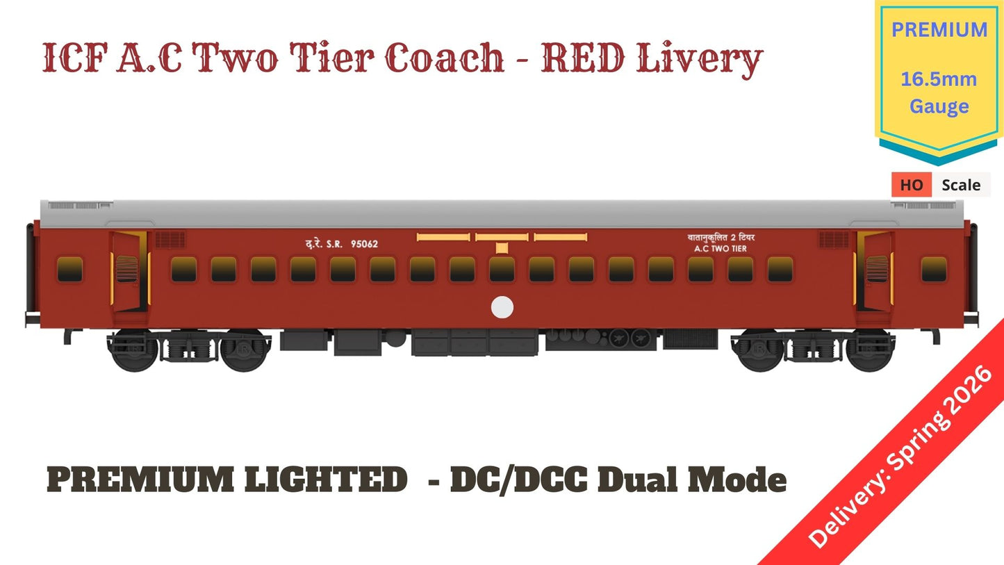 PRE-ORDER: ICF A.C Two Tier HO Scale - Red Livery (1955-1990s), Premium Version