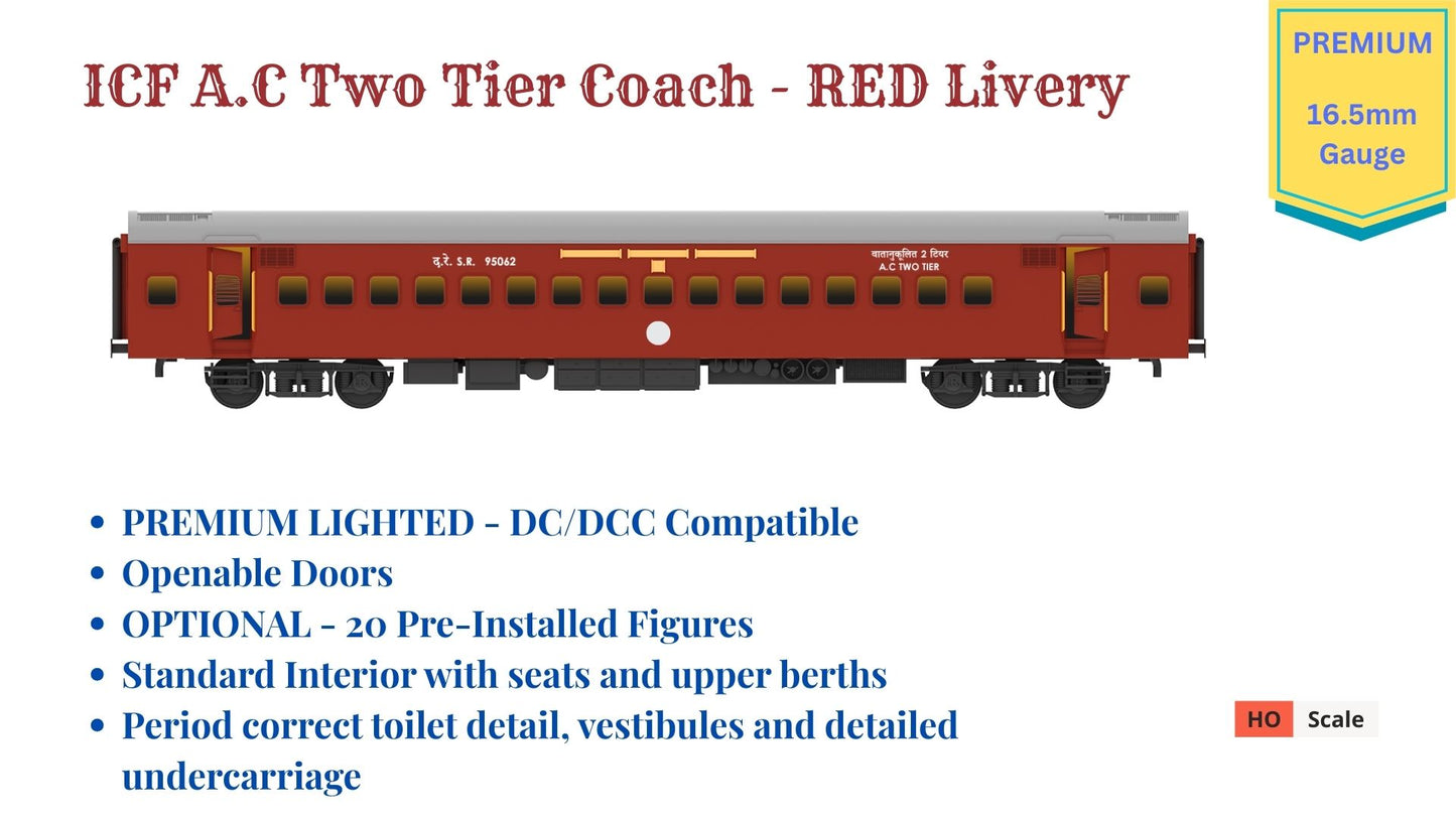 PRE-ORDER: ICF A.C Two Tier HO Scale - Red Livery (1955-1990s), Premium Version