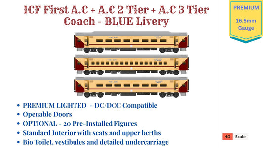 PRE-ORDER: ICF First AC+AC 2 Tier+AC 3 Tier, HO Scale - Utkrisht, Premium, pack of 3