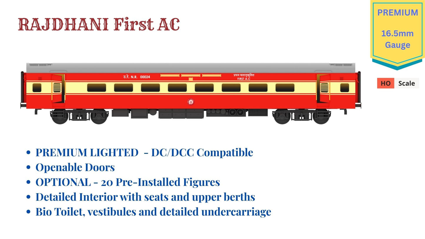 PRE-ORDER: RAJDHANI First A.C HO Scale - Red-Cream Livery Premium Version