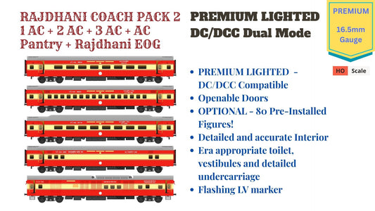 PRE-ORDER: ICF RAJDHANI COACH PACK 2, HO Scale - PREMIUM, pack of 5