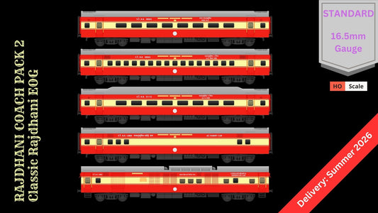 PRE-ORDER: ICF RAJDHANI COACH PACK 2, HO Scale - Standard, pack of 5