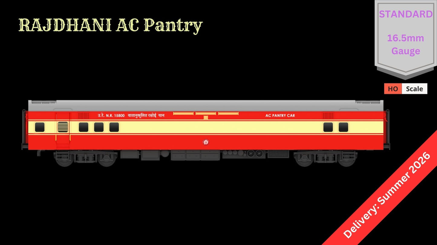 PRE-ORDER: RAJDHANI A.C PANTRY HO Scale - Red-Cream Livery Standard Version