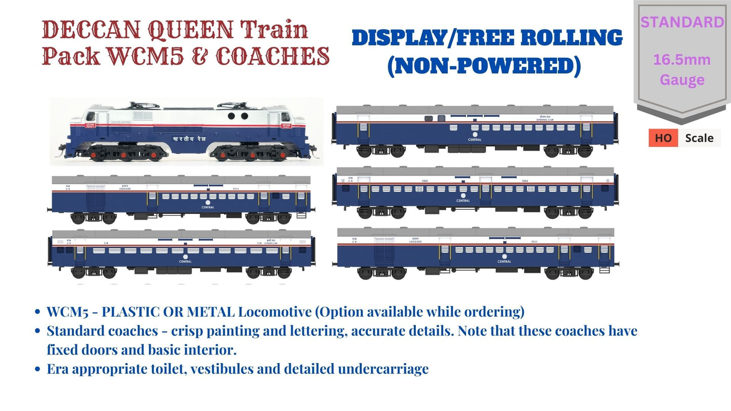 PRE-ORDER: DECCAN QUEEN Train Pack with WCM5 - DISPLAY/Free Rolling