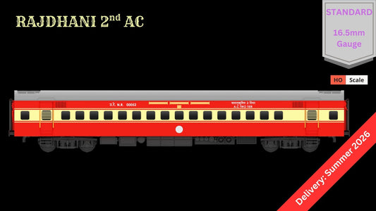 PRE-ORDER: RAJDHANI 2nd A.C HO Scale - Red-Cream Livery Standard Version