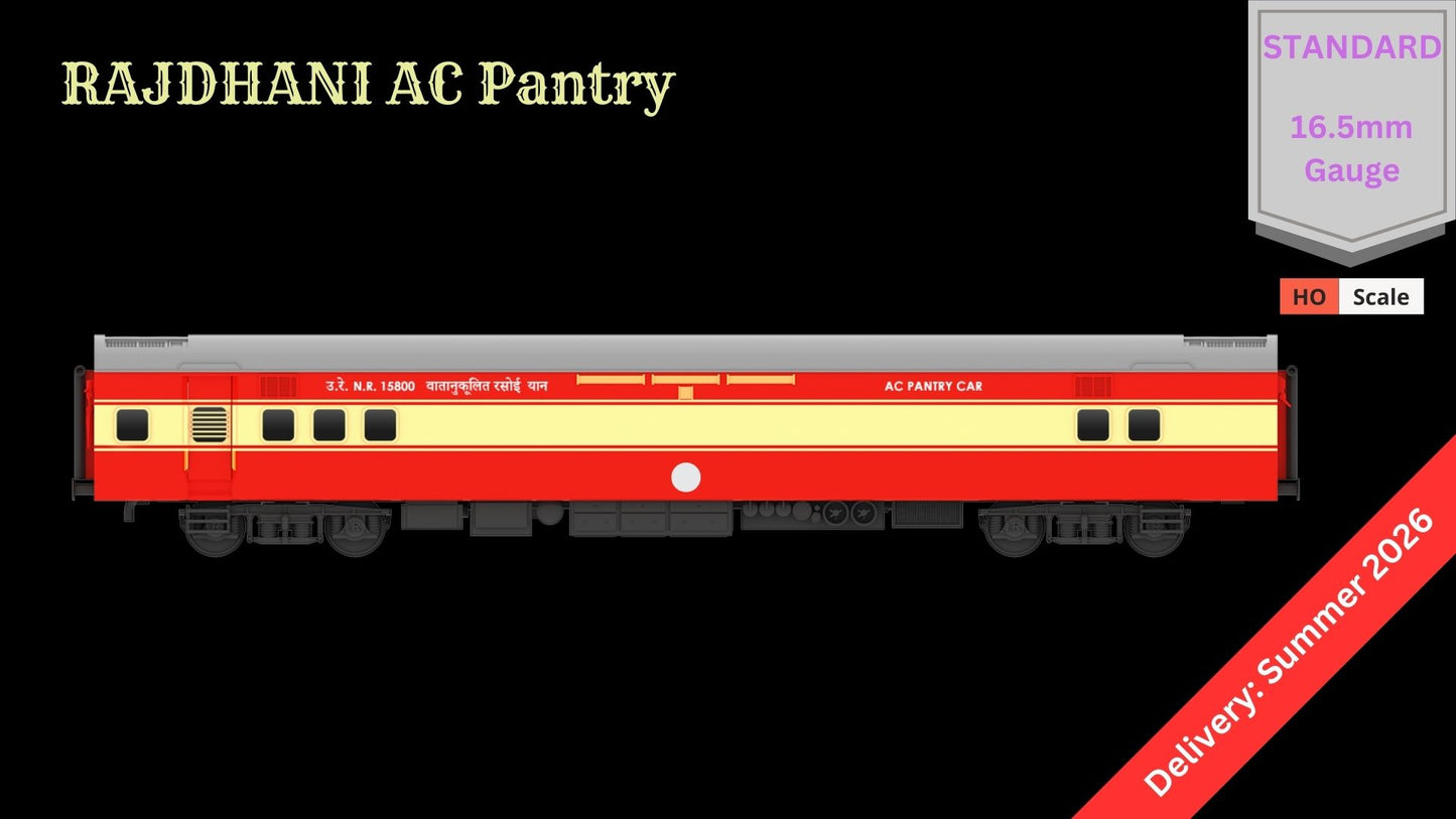 PRE-ORDER: RAJDHANI A.C PANTRY HO Scale - Red-Cream Livery Standard Version